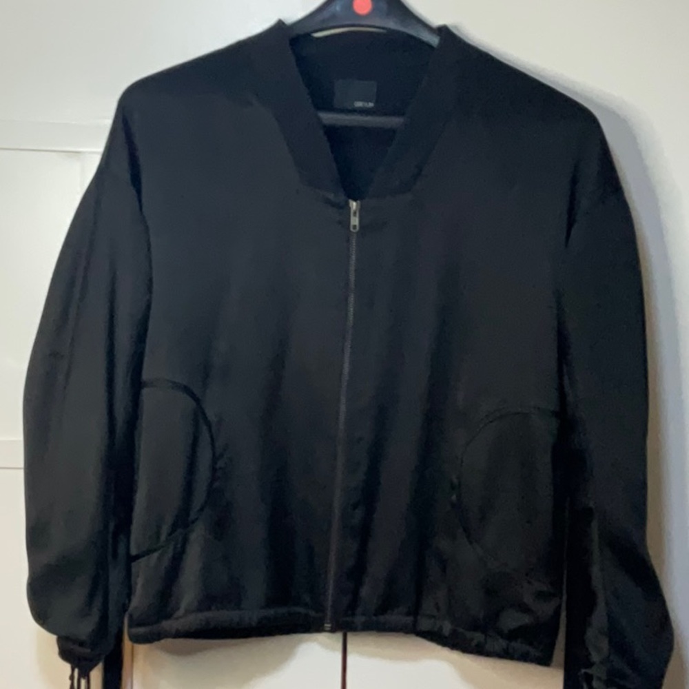 GREYLIN Reversible Black Satin Bomber Jacket